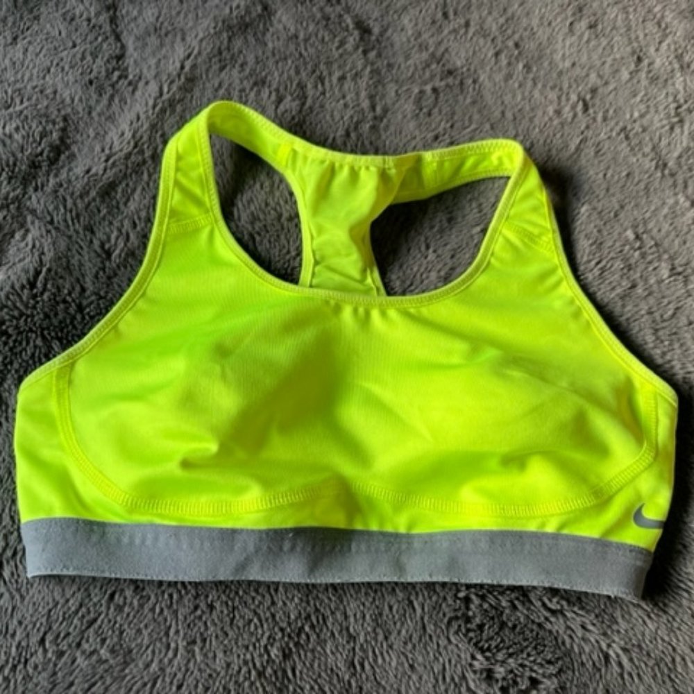Nike Dri-FIT Neon Green Yellow Sports Bra Women’s Size S Athletic